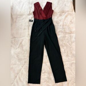Express Burgundy and Black Jumpsuit